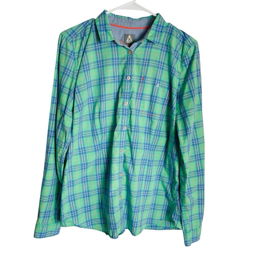 Gaastra Nautical Supplies Womens Shirt Size XL Green Blue‎ Plaid Long Sleeve